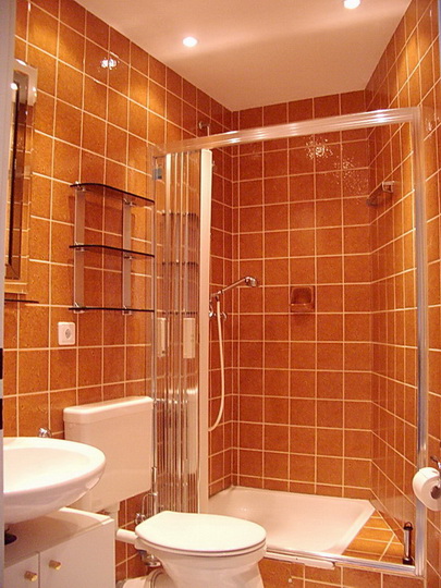 Blick in das Badezimmer mit Dusche.- Anklicken geht zur Bildershow -